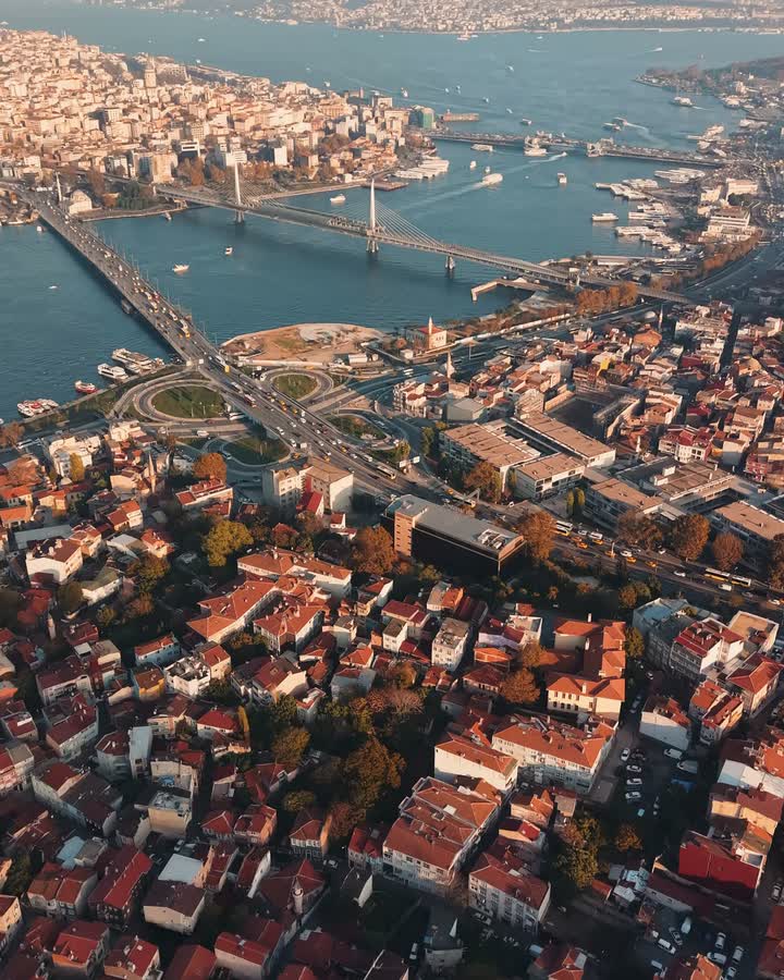 Aerial view of Istanbul over the Golden Horn — historic and residential districts